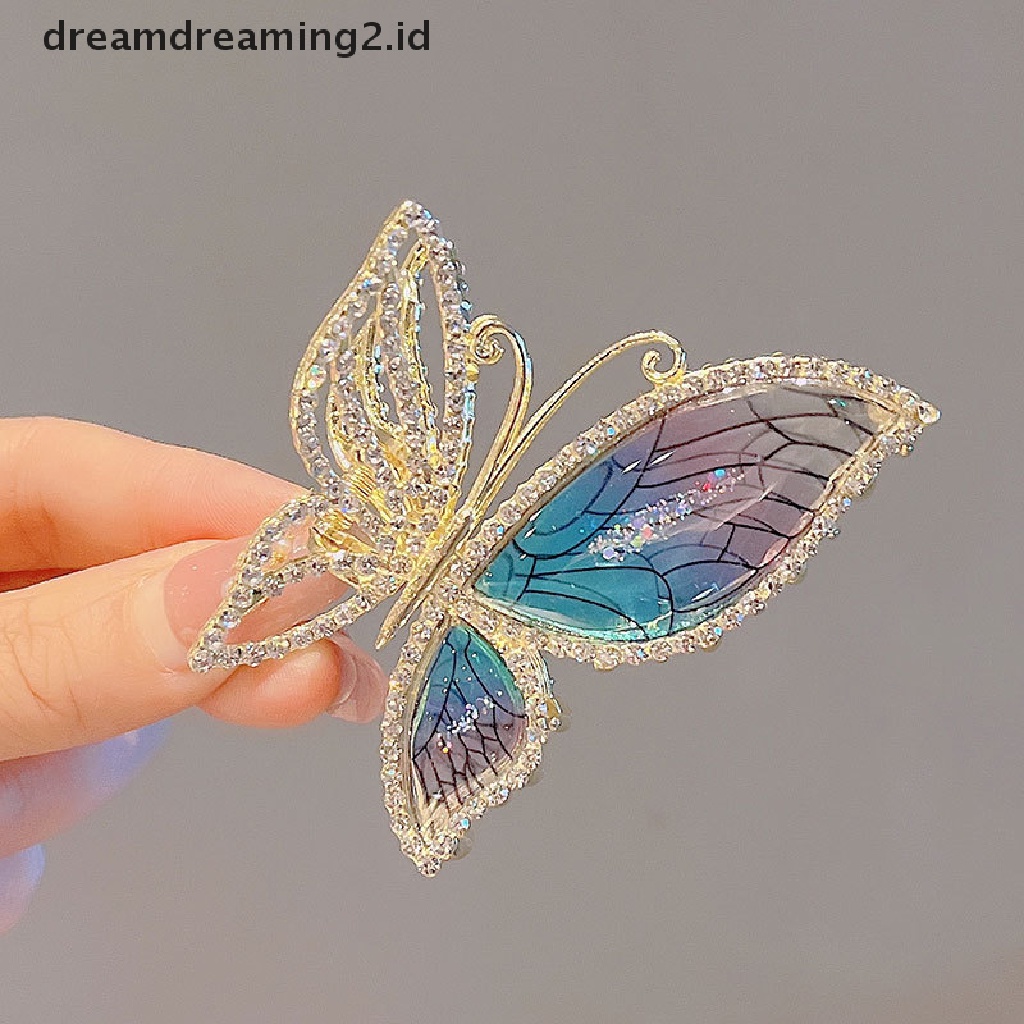 (hot) Butterfly Matte Hair Clip Fashion Wanita Hair Claw Shark Clip Jepit Rambut Klip Belakang Aksesoris Rambut Klip//