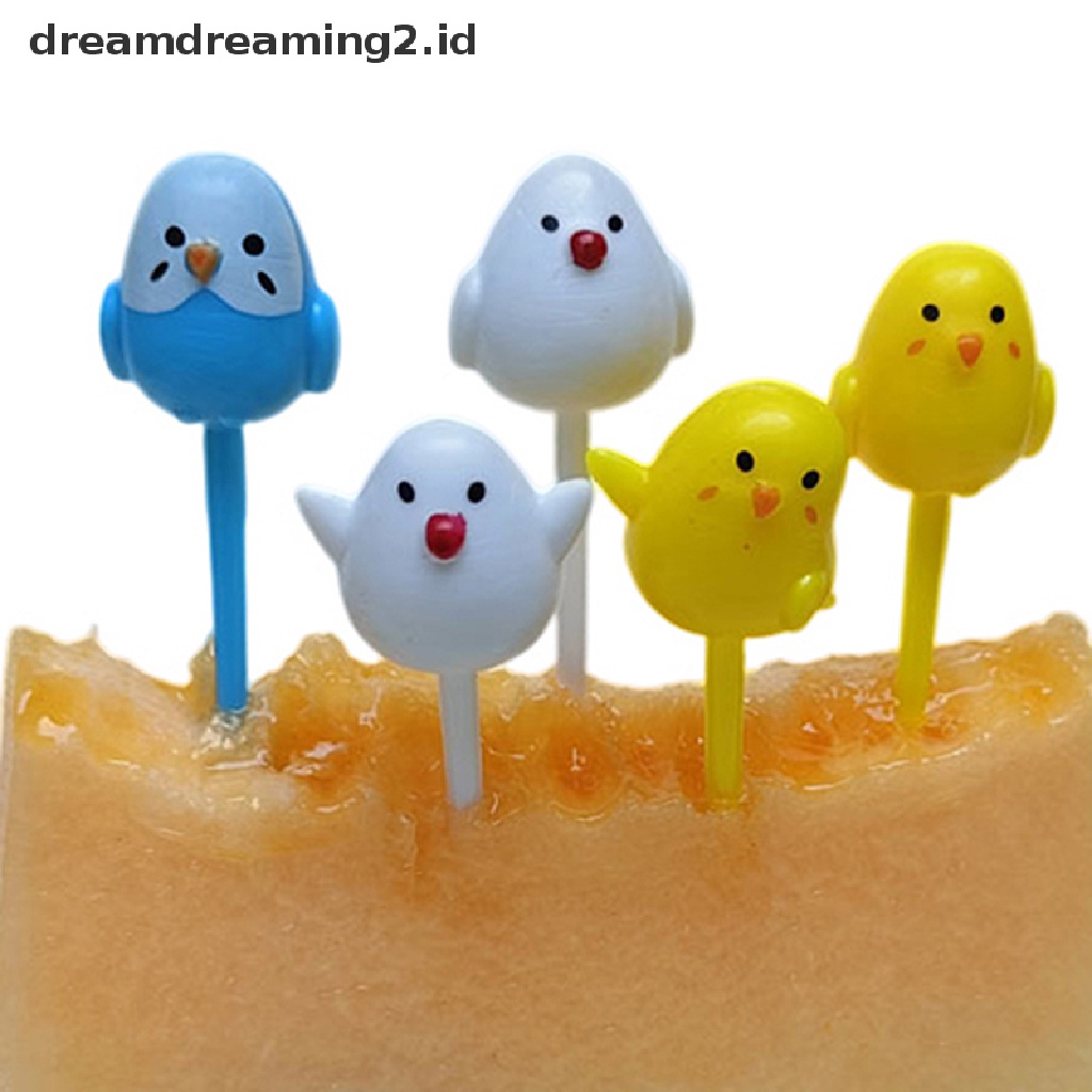 (hot) 6pcs/set Garpu Buah Ayam Kartun Lucu Anak-Anak Snack Dessert Picks Tookpick//