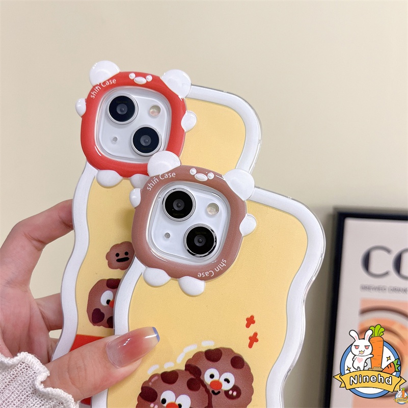 IPHONE Casing Kompatibel Untuk Iphone14 13 12 11 Pro Max X Xr Xs Max7 8 6 6s Plus SE Motif Cookies Lucu Casing Ponsel Bergelombang Monster Kecil Frame Lensa Anti Jatuh Shockproof Cover Pelindung