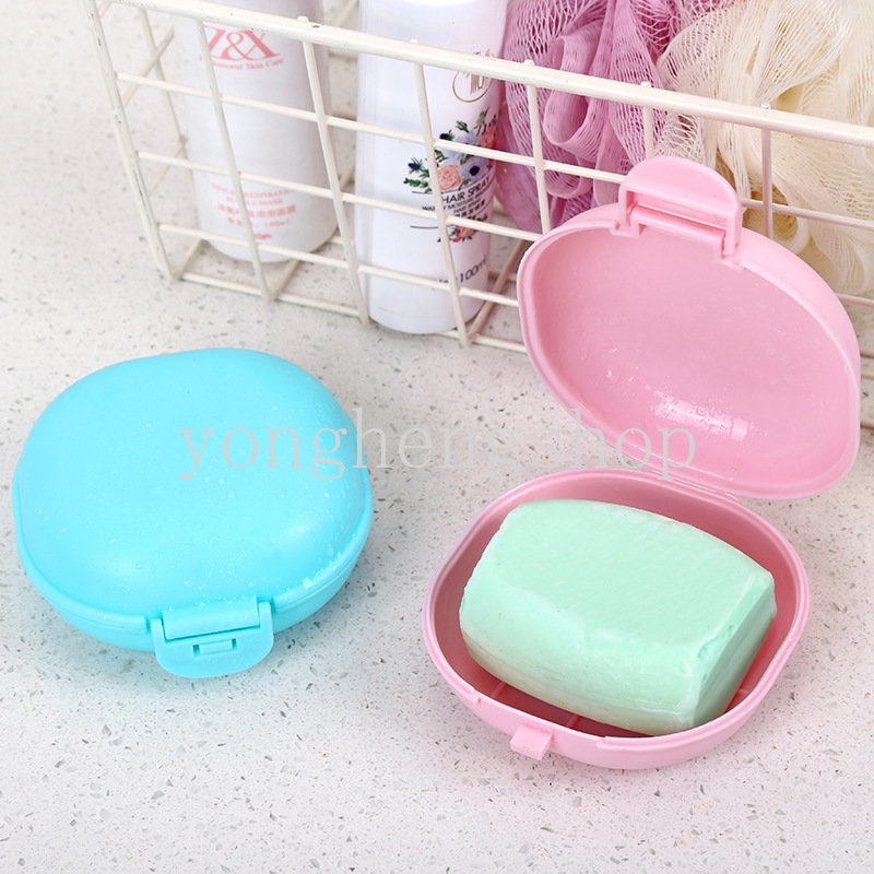 Kotak Sabun Warna Macaroon Dengan Tutup Travel Outdoor Portable Tempat Sabun Wadah Mini Soap Case Kotak Penyimpanan Piring Aksesoris Kamar Mandi