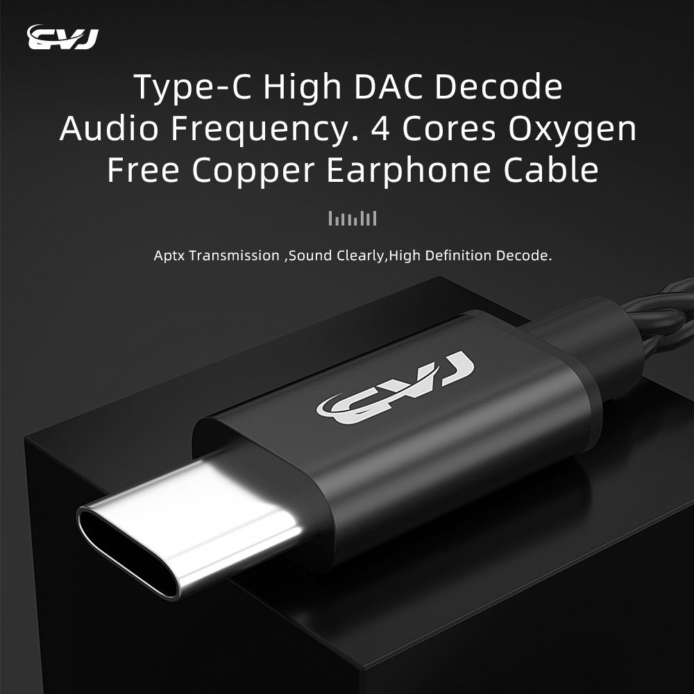 Cvj V6 TYPEC HD DAC Lossless High Fidelity Upgrade Headset Kabel Aptx Transmisi Earphone Kabel Aksesoris Untuk TRN KZ