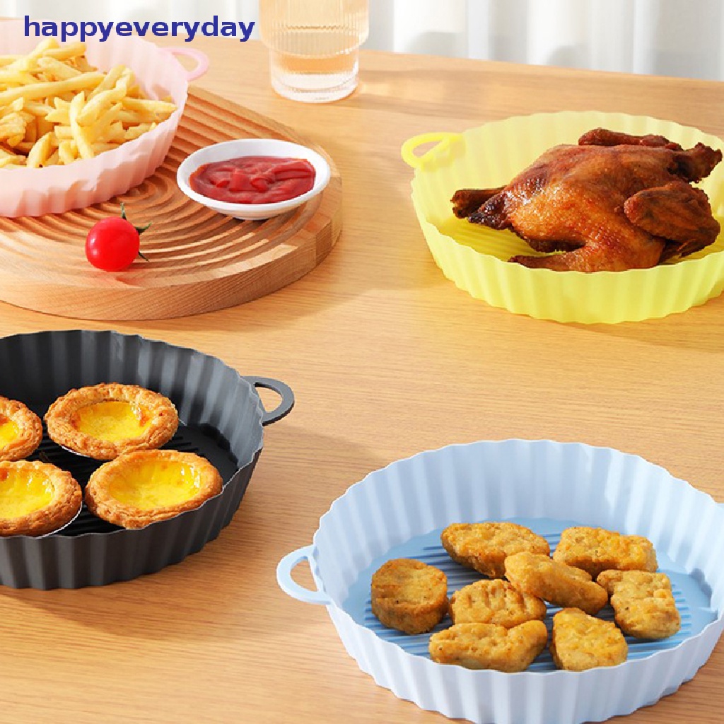 [happy] 21 cm Air Fryers Oven Baking Tray Fried Chicken Basket Mat AirFryer Silikon Pot Bulat Pengganti Grill Pan Aksesoris [ID]