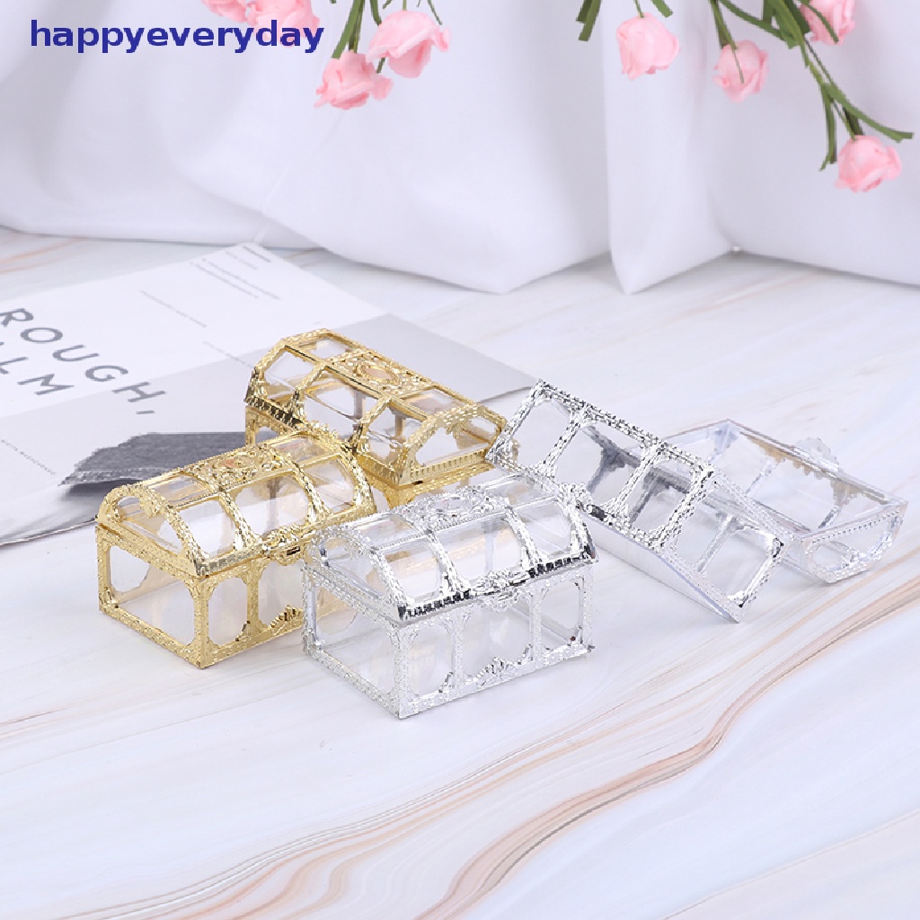 [happy] 1pc Portable Candy Hollow Gold Silver Treasure Chest Case Organizer Kotak Penyimpanan [ID]