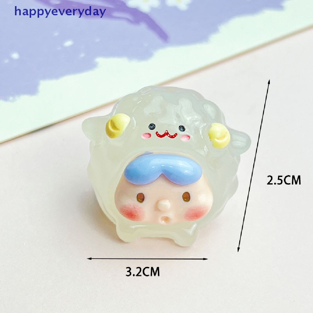 [happy] Kawaii Mini 2cm Resin Bercahaya Kartun Tanda Zodiak Cina Miniatur Patung [ID]