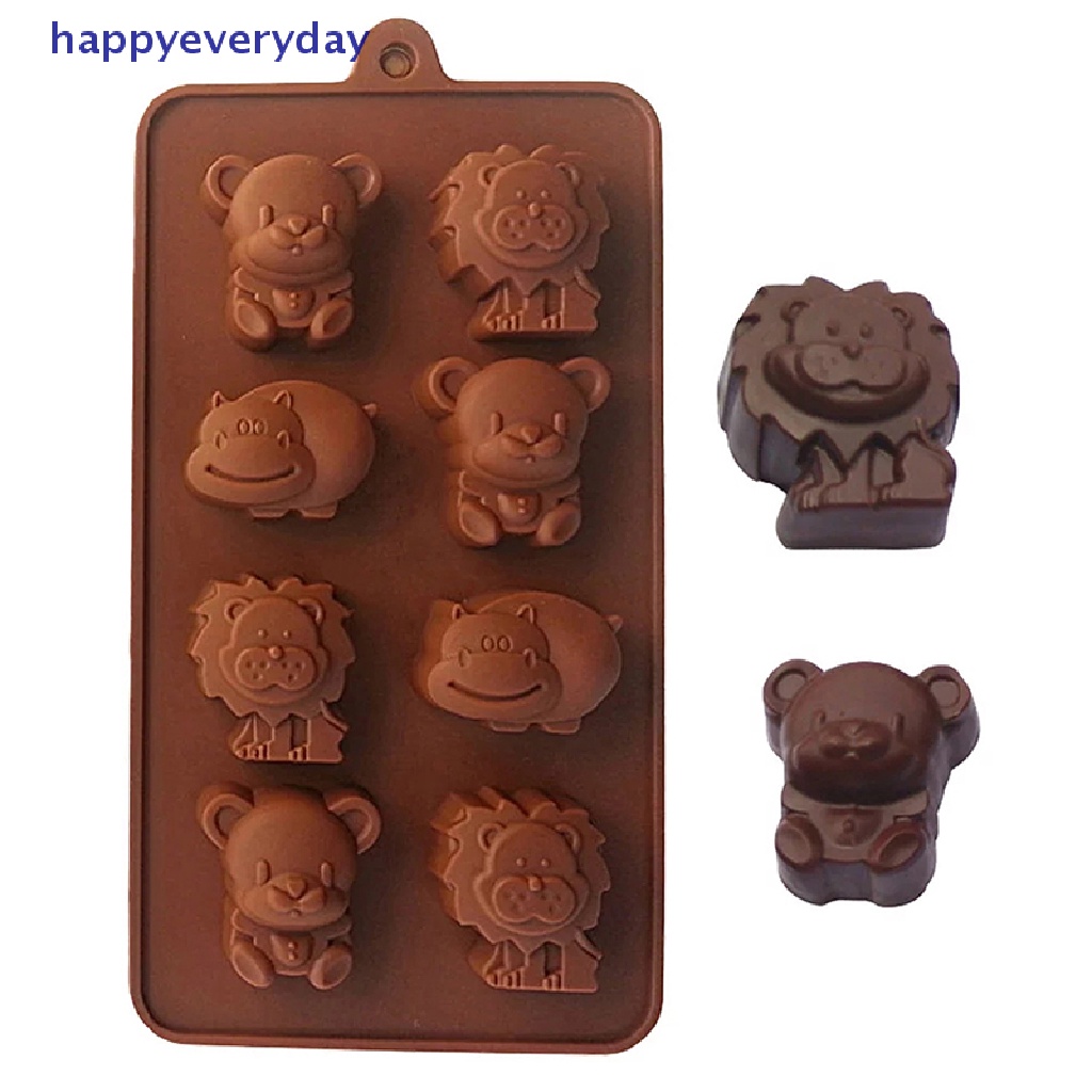 [happy] Cetakan Silikon Animal Bentuk Hippo Lion Bear Coklat Sabun Kue Peralatan Dapur DIY [ID]