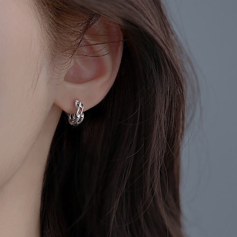 Papaozhu Bergaya S925 Perak Memutar Mobius Hoop Earrings Untuk Wanita Pria Sederhana Berongga Spiral Cuff Earring Kepribadian Aksesoris Telinga Pakaian Sehari-Hari