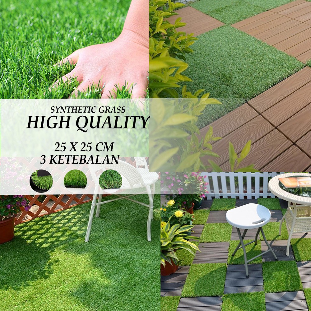 RUMPUT SINTETIS SWISS UKURAN 25x25cm TEBAL 10mm / 25mm / 35mm  FILL GREEN - KARPET RUMPUT SINTETIS -