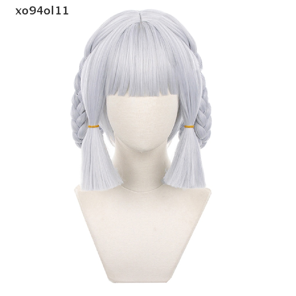 Xo Game Genshin Impact Kamisato Ayaka Cosplay Wig Silver Blue 30cm Kepang Wig OL