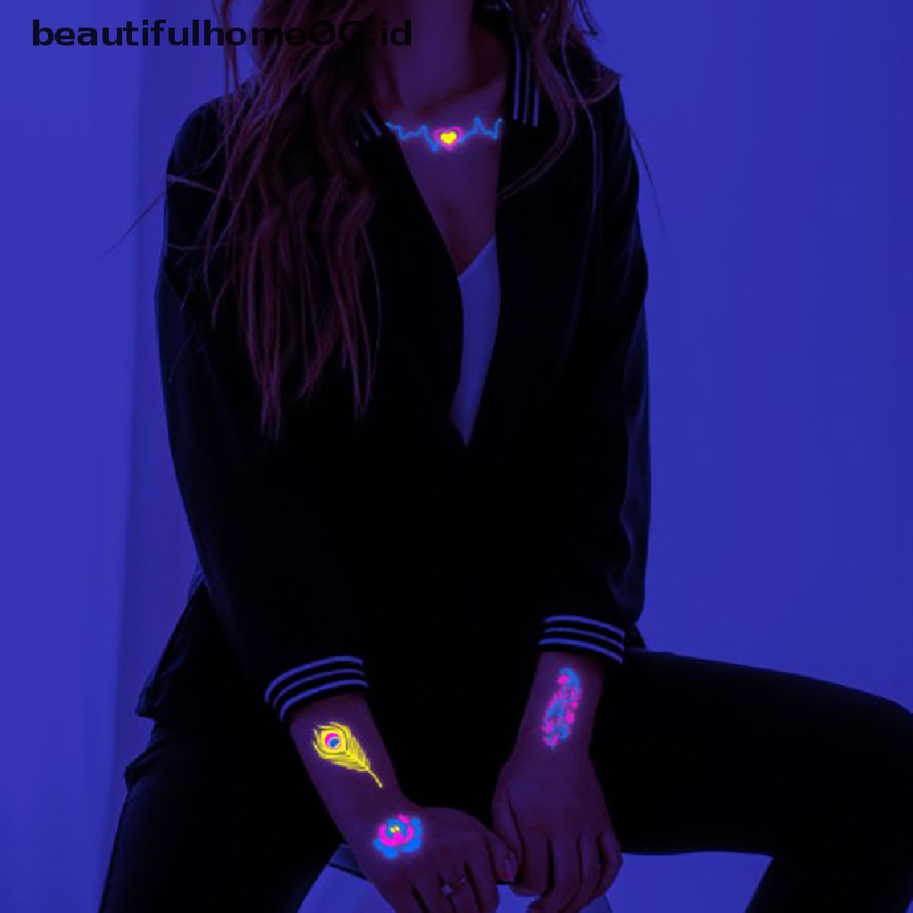 // Beauty// Stiker Tato Lengan Bunga Bronzing Neon Stiker Wajah Arm Tattoo Sticker **