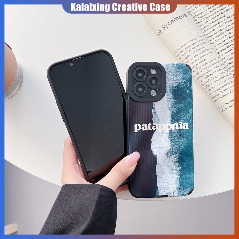 IPHONE Soft Case Bahan Kulit Printing Pinggir Laut Untuk Iphone14 13 12 Pro Max X XR Xs Max7 8 Plus14 Plus Garis Vertikal Square Back Cover