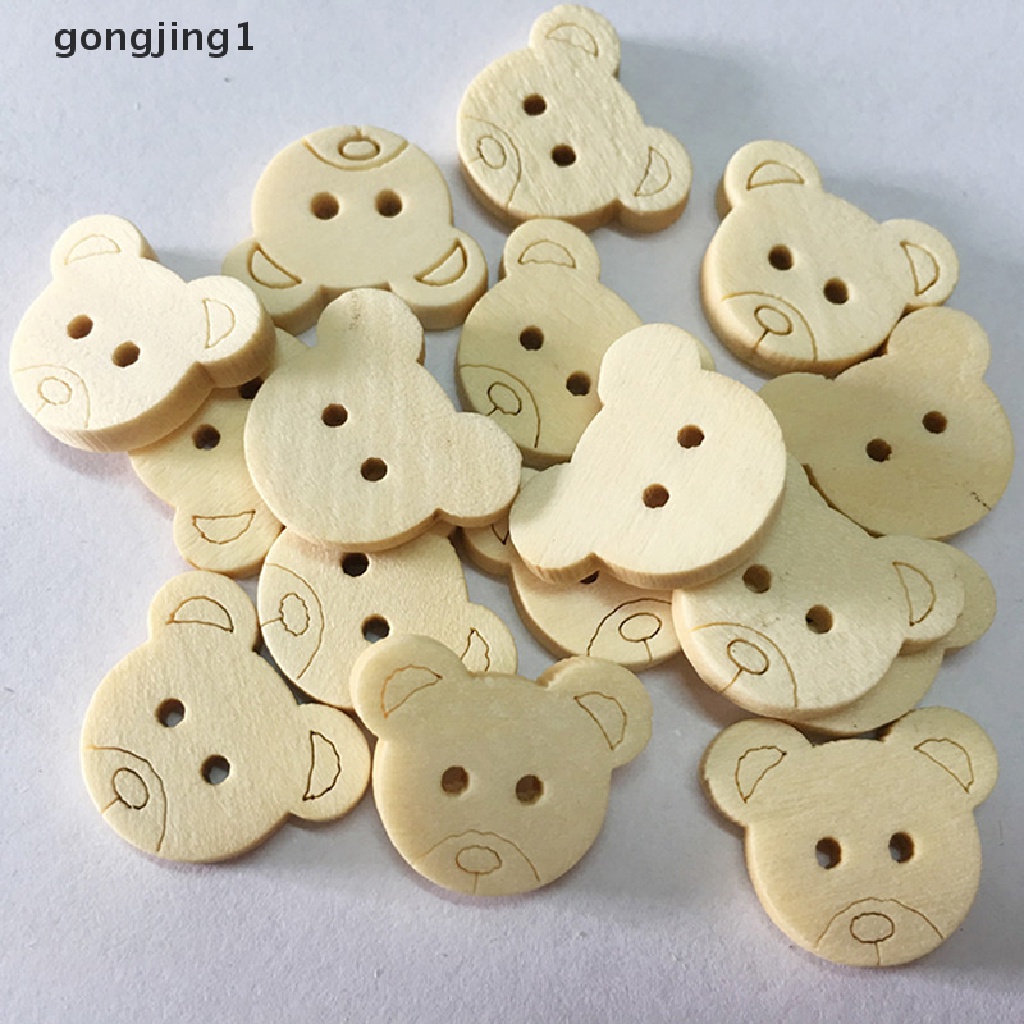 Ggg 20pcs Teddy Bear Ch 2lubang Kancing Jahit Kayu Untuk Anak 13x11mm ID