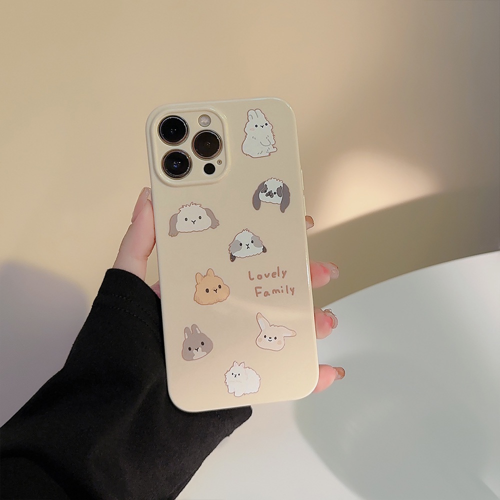 IPHONE Ins Lucu Kepala Kelinci Kartun Silikon Case Untuk Iphone14 11 12 13 PRO MAX Casing Cover Pelindung AT0144