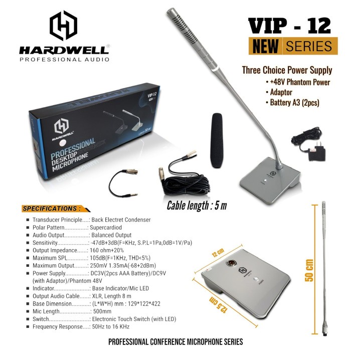 Mic Podium Meja Hardwell VIP 12 / Vip12 - Silver