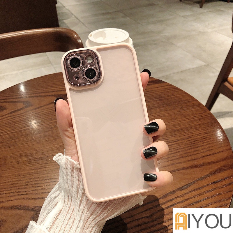 IPHONE Armor Hard case Akrilik Transparan Tahan Guncangan Untuk Iphone13 12 Pro Max11 Glitter Plating Pelindung Kamera Bening Soft Cover