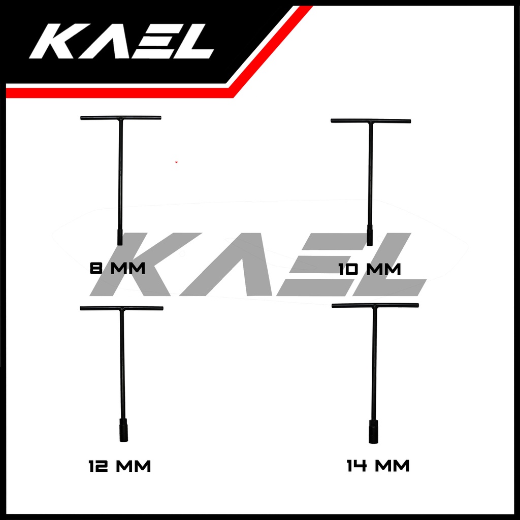 Tekiro Kunci T Ukuran 8 10 12 14 mm Shock Sok Sock Hitam Type