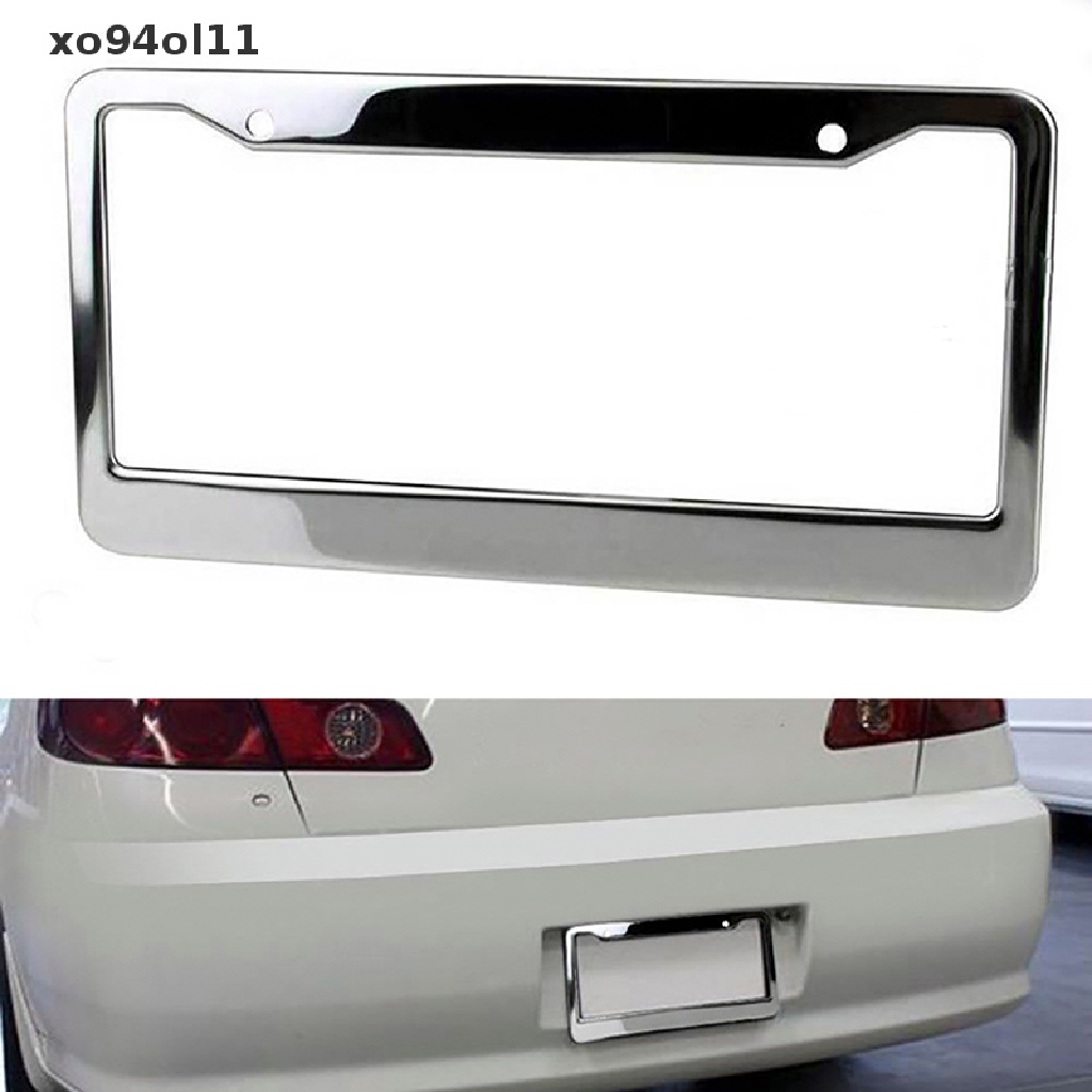 Xo 1PCS Cover Tag Frame Plat Nomor Bahan Metal Stainless Steel Chrome Dengan Tutup Sekrup OL