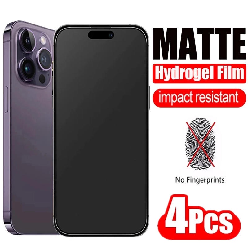 4pcs Film Hidrogel Matte Untuk iPhone 14 13 12 11 Pro MAX Plus Pelindung Layar Mini Untuk iPhone X XS MAX XR 6 6S 7 8 Plus SE 2022 2020 14Plus 13Mini 12Mini Bukan Kaca