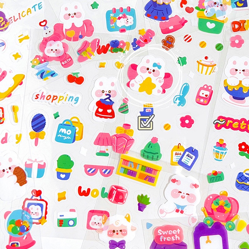 10lembar Stiker Seri PET Kartun Lucu Kartu Guka Siswa Deco DIY Tahan Air Stiker PET