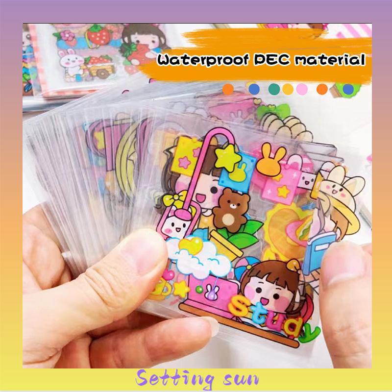 Bahan Scrapbook Stiker Gadis Lucu DIY Pola Kecil Stiker Cangkir Air Transparan Tahan Air TN