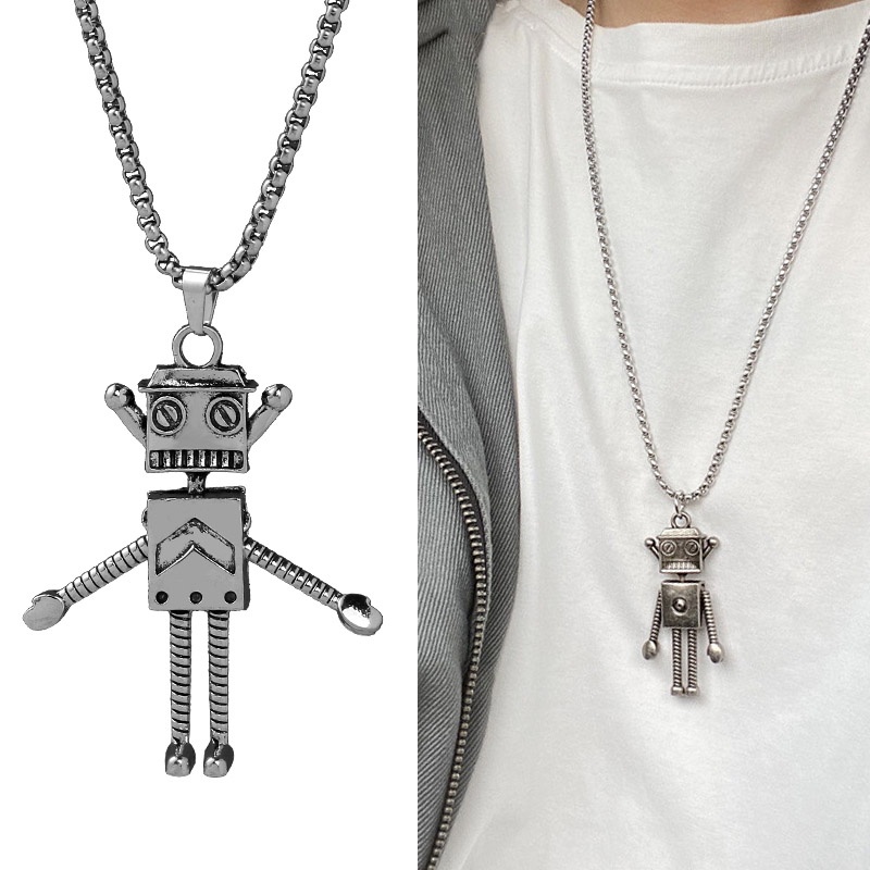 Eropa Amerika Gelombang Uap Retro Distressed Robot Hip Hop Kalung Jalan Unik