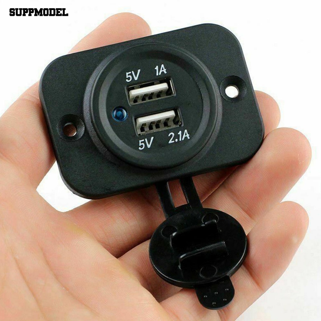 Suppmodel Colokan Charger Mobil Tahan Air Untuk Perahu 5V 3.1A Soket Adaptor Daya Ponsel USB Ganda Universal