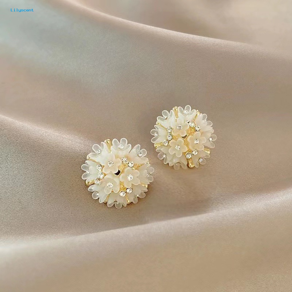 Lilyscent 1pasang Perhiasan Jatuh Anting Telinga Dekorasi Pesta Pacaran Wanita Earrings Hias Berlian Imitasi