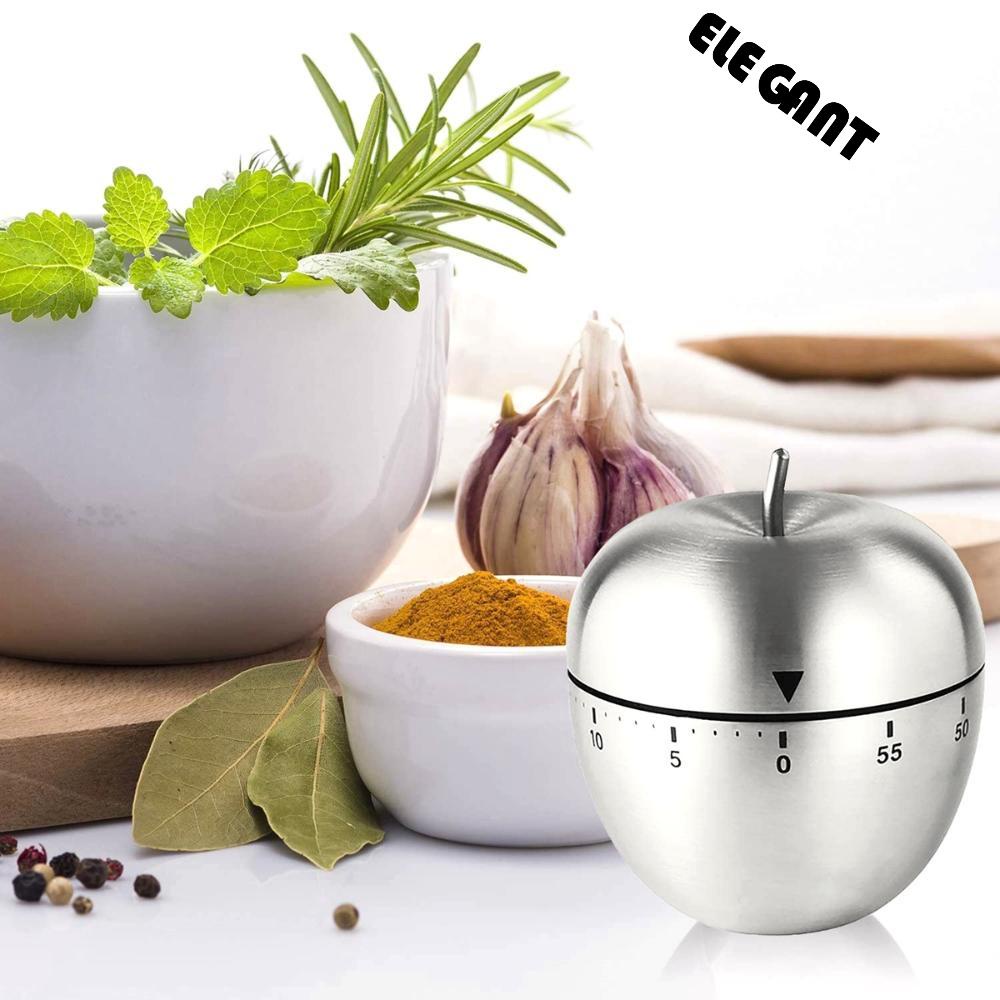 [Elegan] Timer Dapur Masak Baking Berbentuk Telur 60menit Pengingat Mekanik Bahan Stainless Steel