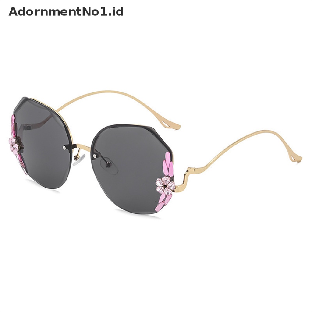 [AdornmentNo1] Wanita Kacamata Hitam Tidak Teratur Tanpa Bingkai Berlian Imitasi Vintage Gradient Shades Sunglass [ID]