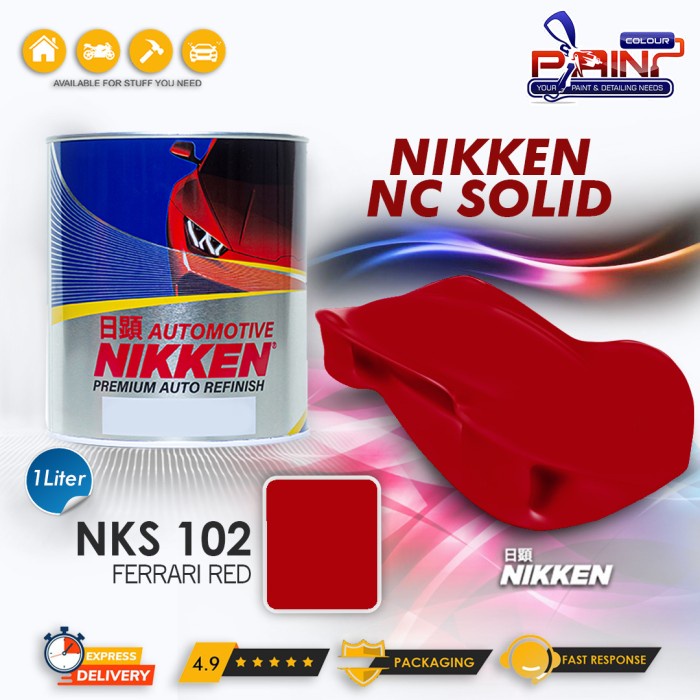 NIKKEN NC SOLID Colour FERRARI RED 102 / Cat Duco Mobil Motor NC