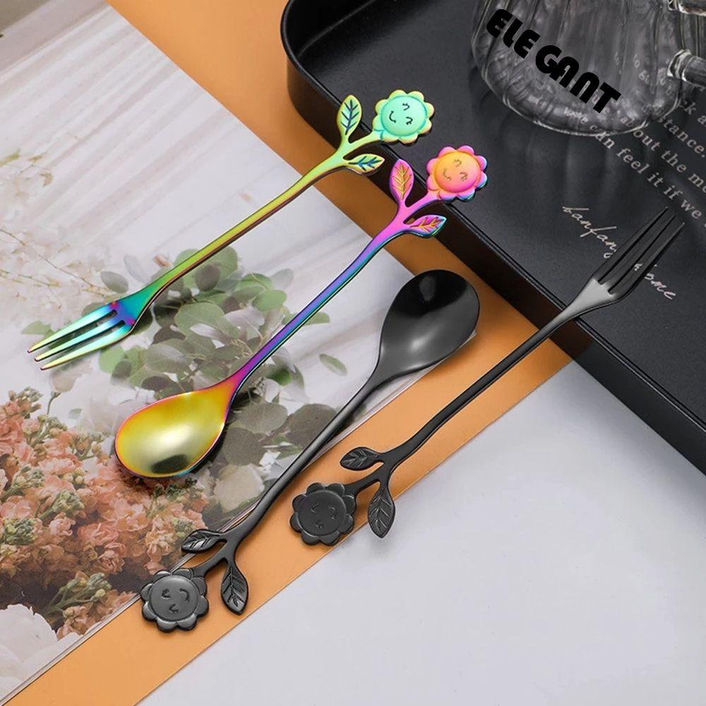 [Elegan] Sendok Teh Lucu Kreatif Mudah Dibersihkan Stainless Steel Alat Dapur Hadiah Pernikahan Hadiah Sendok Cangkir Aksesoris Dessert Spoon Fruit Fork