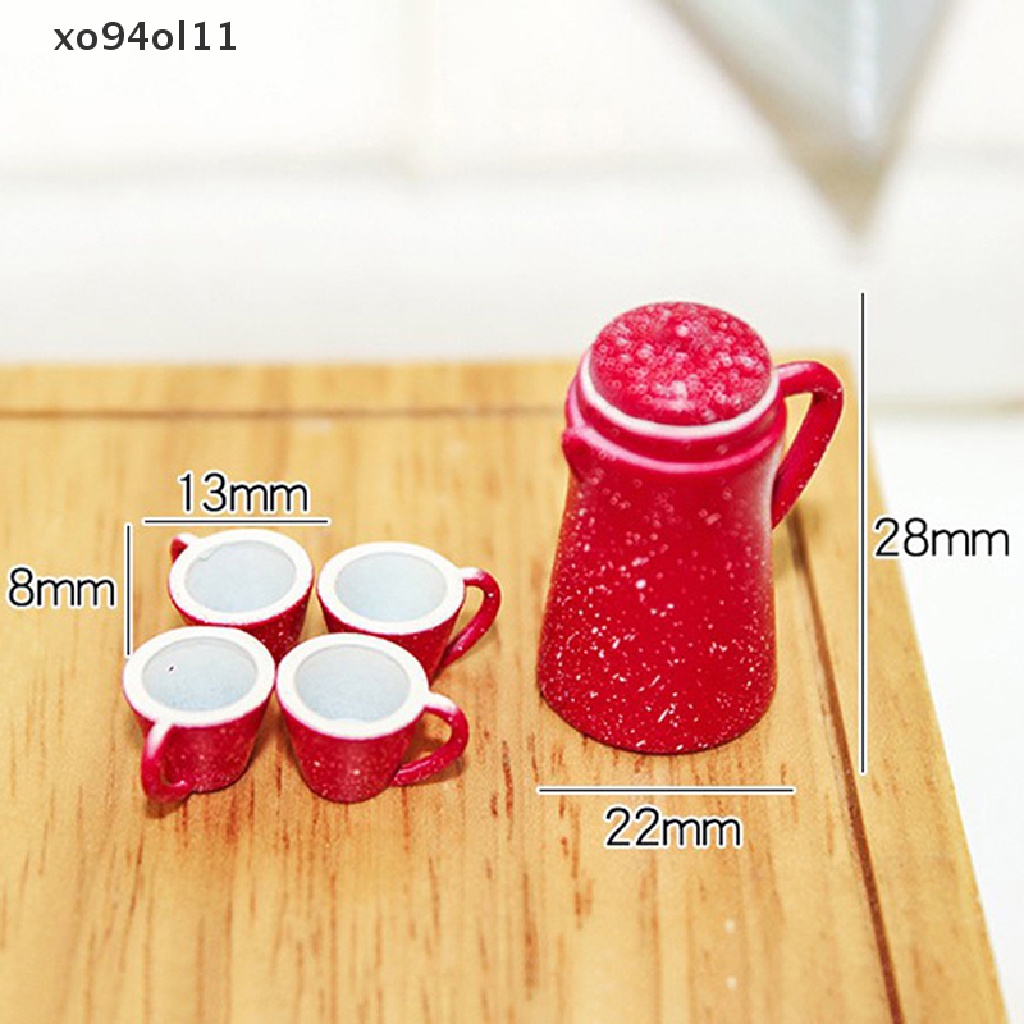 Xo 5Pcs/set1: 12model Mainan Mini Aksesoris Rumah Boneka Kreatif Ketel Merah Hias OL