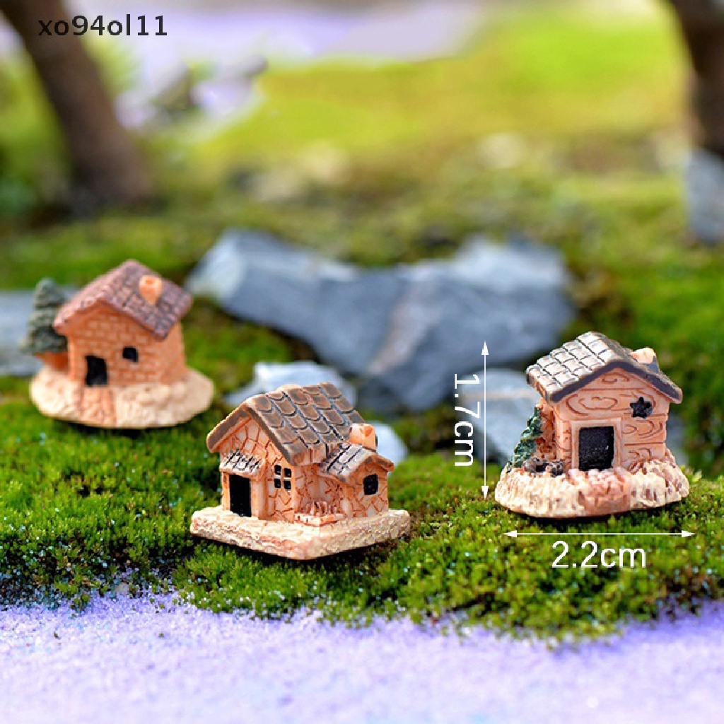 Xo 1pcs Patung Miniatur Rumah Resin random Dekorasi Taman Outdoor Accessorie OL