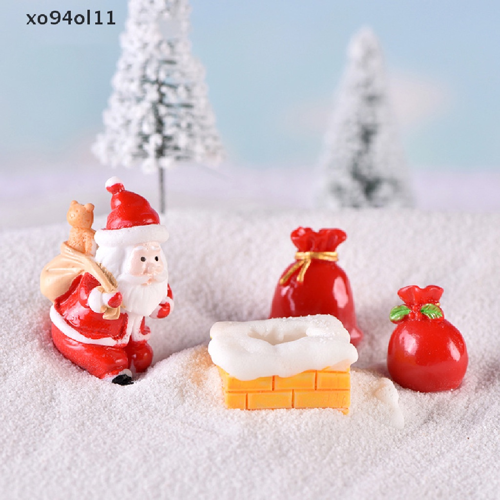 Xo Patung Miniatur Natal Xmas Tree Santa Claus Snowmen Micro Landscapes OL