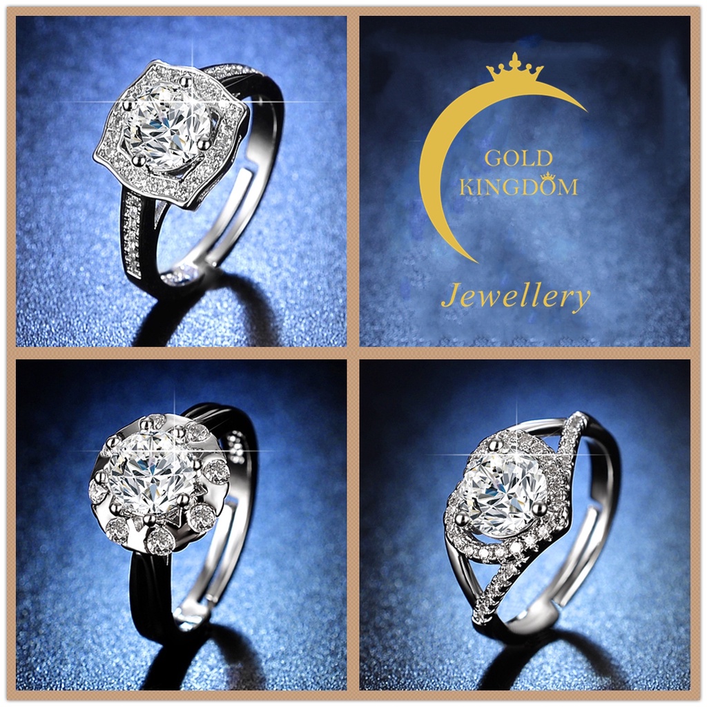 Goldkingdom Fashion Jewelry Accessories Ready Stock 50 desain Cincin Perak 925O riginal Cincin Perak Perempuan Women Diamond Ring Adjustable Rings