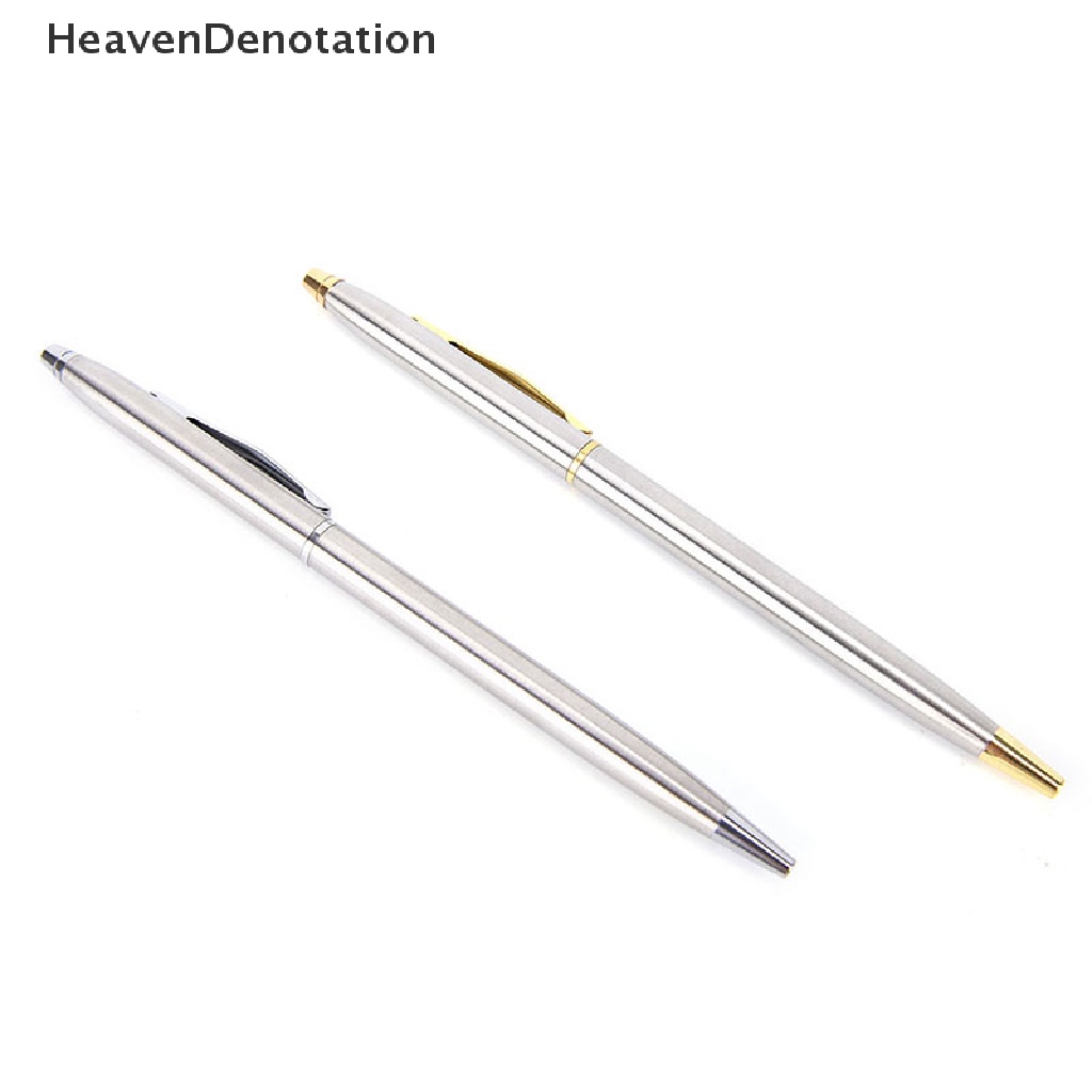 [HeavenDenotation] 1pc Pena Ballpoint Metal Alat Tulis Batang Stainless Steel Rotag Pen Ballpen HDV