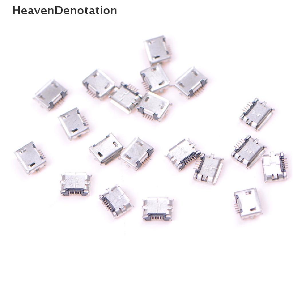 [HeavenDenotation] 20pcs Micro USB Tipe B Female Socket 5-Pin Konektor SMD Solder HDV