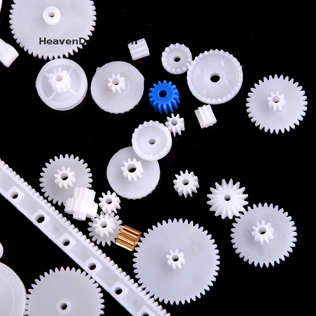 [HeavenDenotation] 60pcs Gear Set Plastik DIY Rak Pulley Sabuk Cacing Single Double Gears HDV