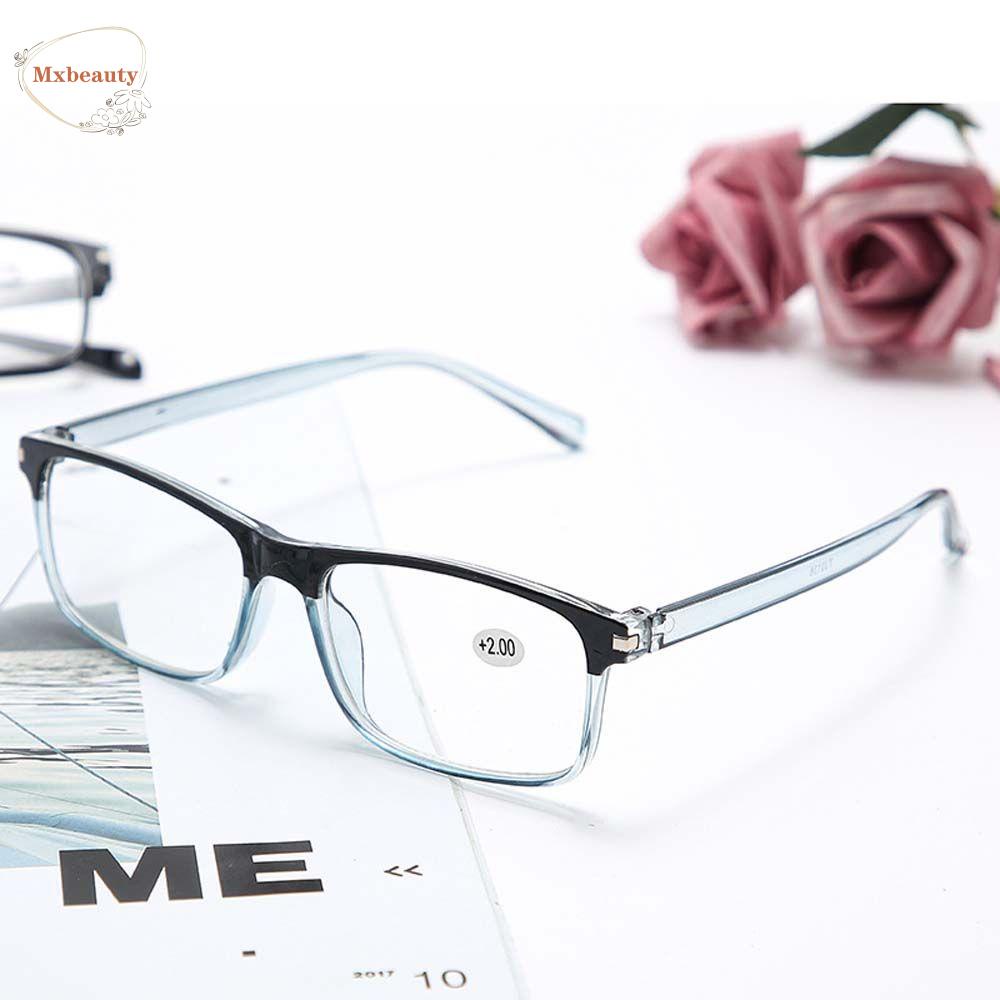 Mxbeauty Kacamata Baca Fashion Untuk Pria+1.0~+ 4.0 Frame Hitam Resin Optik Pria Reading Glasses