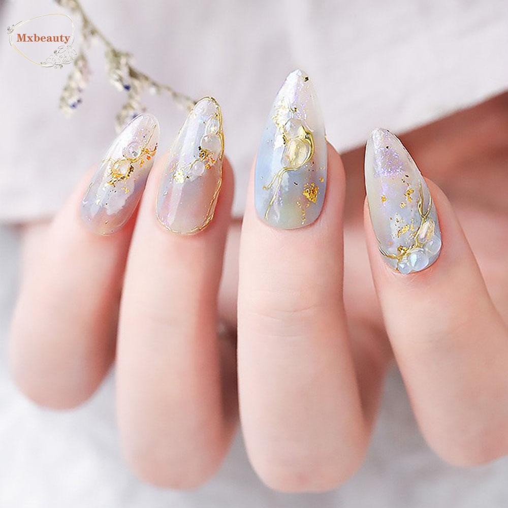 MXBEAUTY Shiny 3D Nail Art Decorations Fashion DIY Ornaments Nail Art Jewelry Glitter Aurora Nail Drill Manicure Accessories Japanese Crystal Stone Mixed Size Irregular Phantom Color Stone