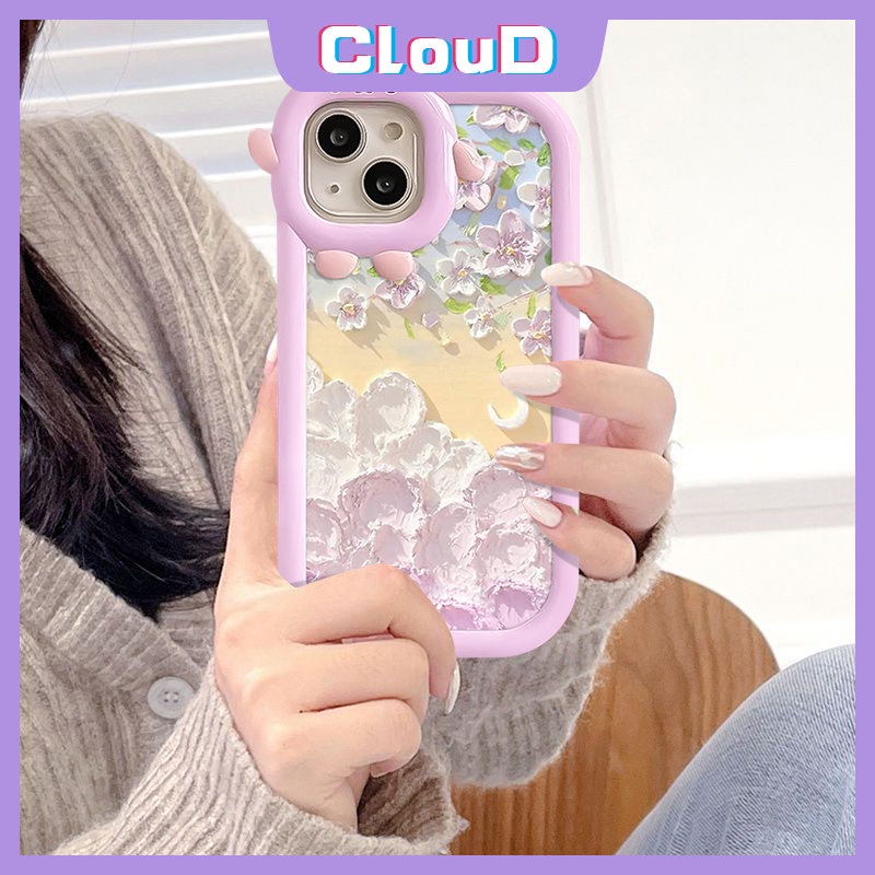 3d Ikatan Simpul Little Monster Lens Case Realme C35 C31 C25 C25Y C15 C12 C11 C21 C20 C33 C25s 9i 6i 5 7i 7 5s 5i 8Pro 8 9 Pro+9 C30 C21Y C17 C3 Tpu Soft Lukisan Minyak Bunga Sarung Bulan