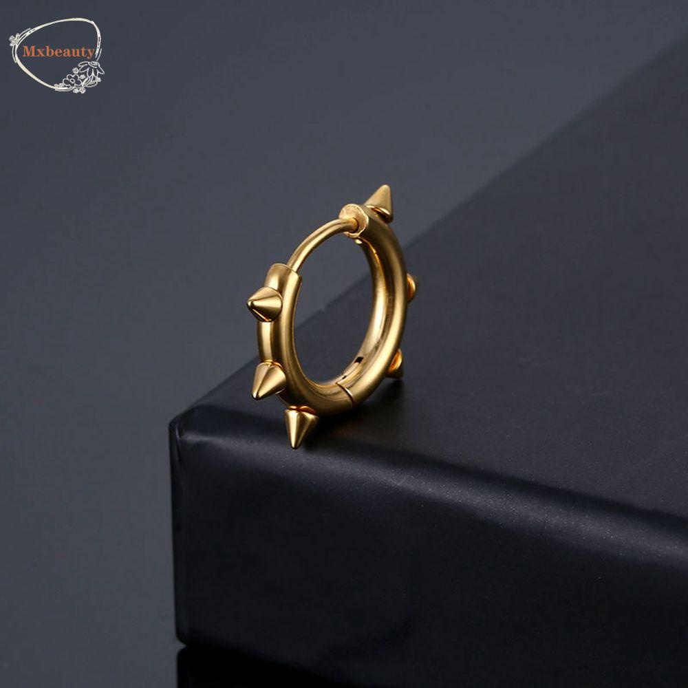 Mxbeauty Anting Hoop Anti Karat Keren Gaya Punk Wanita Lingkaran Anting Perhiasan Fashion Rivet Pria Earring