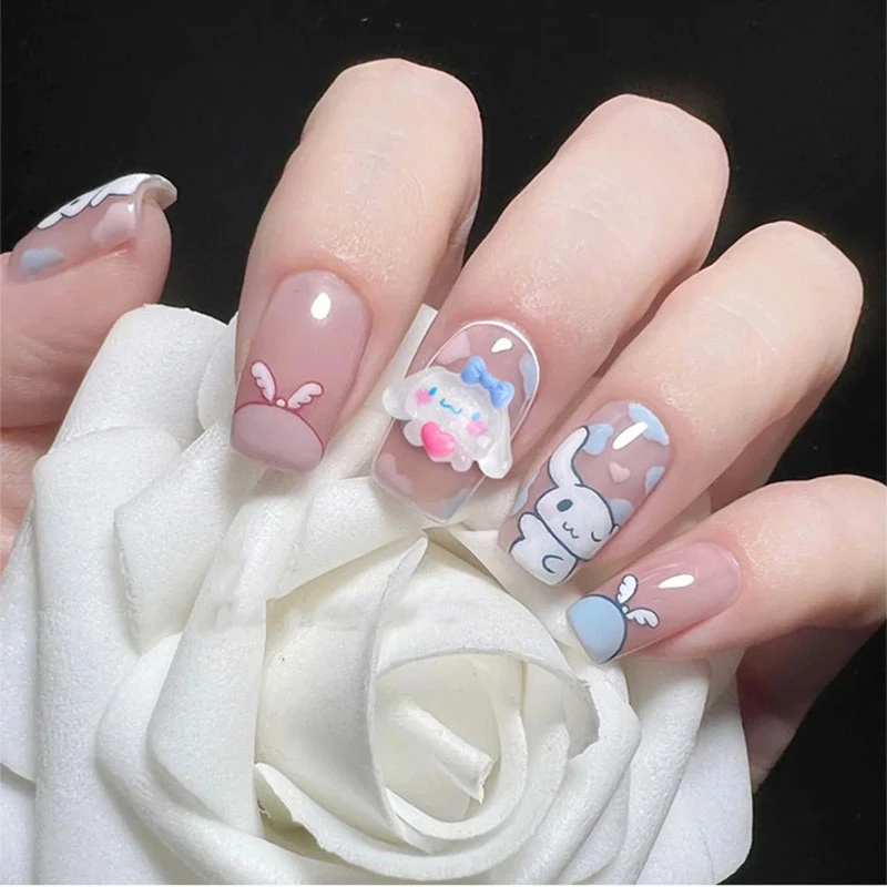 [Harga Grosir] [Unggulan]1Per6 /10Pcs Sanrio Nail Craft Decration DIY Aksesoris Tiga Dimensi Kartun Nail Art Dilepas Stiker Kuku Kartun Anime Perhiasan Ornamen