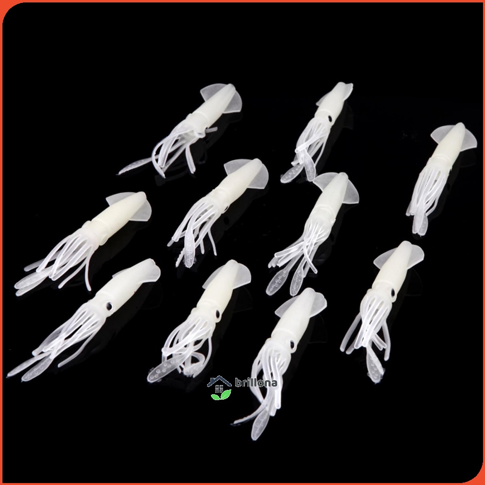 LIE GAO Umpan Pancing Luminous Squid Soft Bait Lure 10 PCS