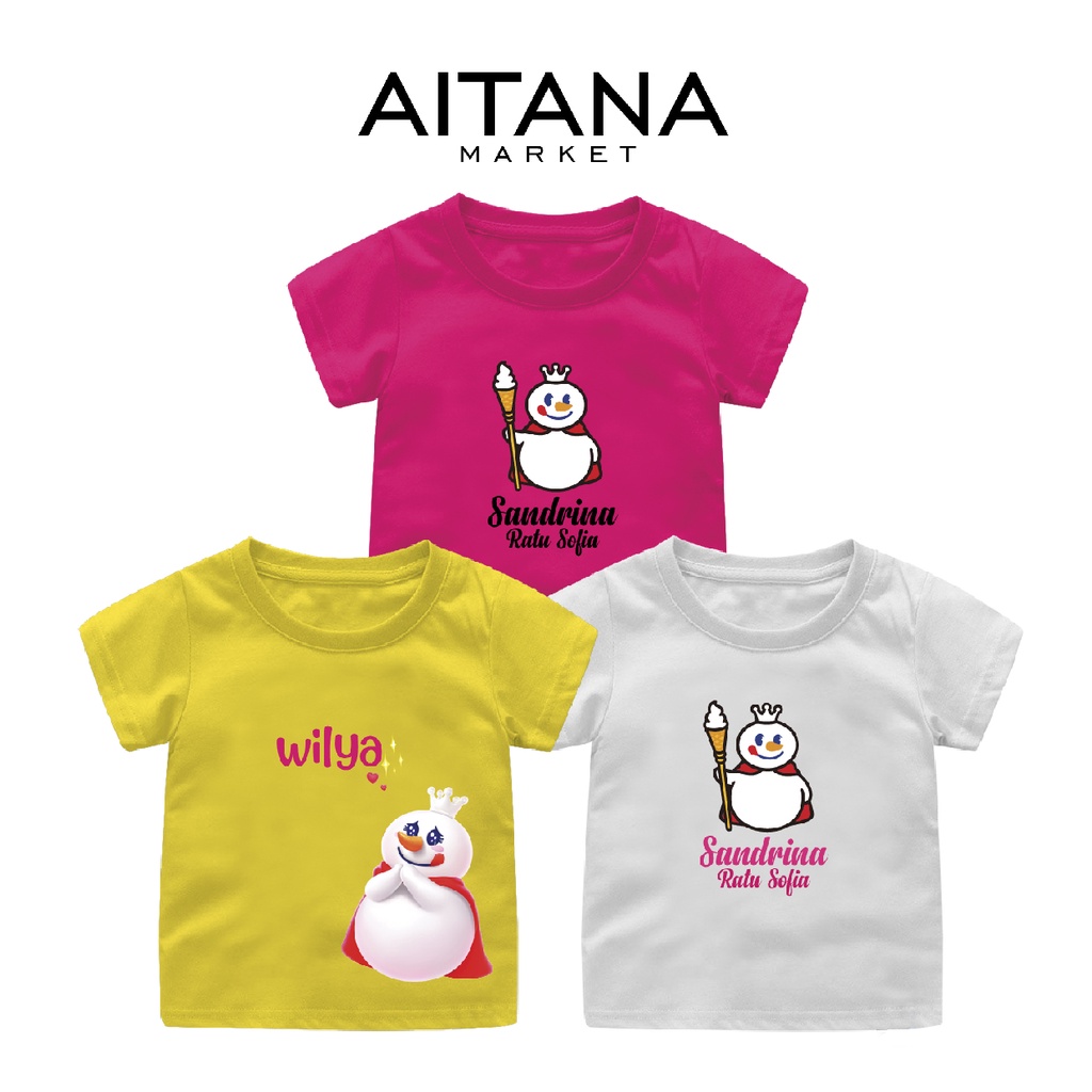 Baju Kaos Bayi Anak Custom Nama MIXUE Sandrina Usia 6 Bulan-8 Tahun Bahan Katun Combed 30s