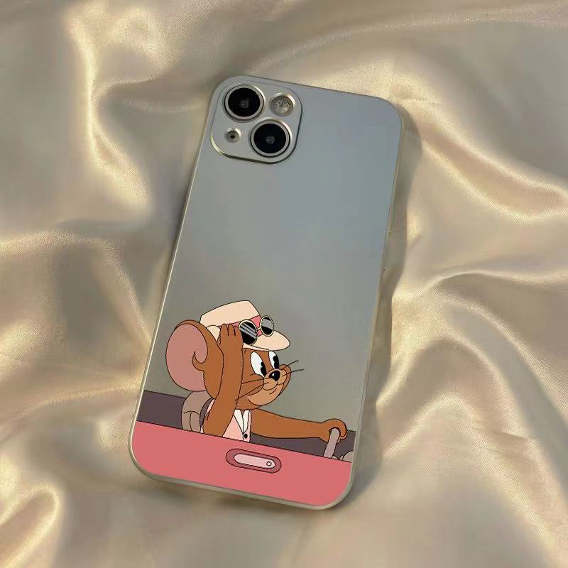 IPHONE Kucing Lucu Mouse Couple Soft Electroplate Case Kompatibel Untuk Iphone11 14 13 12 Pro XS Max XR X8 +7 6S Plus Casing Ponsel Mini TPU Silikon Shockproof Cover