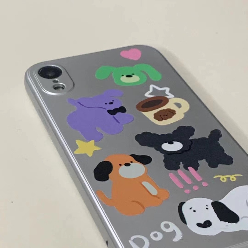 IPHONE Casing Electroplate Lembut Anjing Lucu Kompatibel Untuk Iphone14 13 12 Pro Max11 XS XR X8+76S Plus Casing Ponsel Minitpu Silikon Shockproof Cover