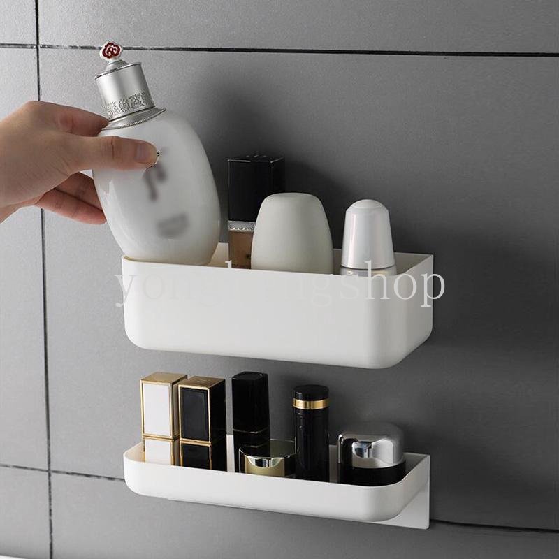 Gaya Sederhana Yang Dipasang Di Dinding Tempat Kosmetik Pembersih Wajah Rak Penyimpanan Peralatan Mandi Kamar Mandi Organizer Box Bebas Pukulan Rak Multifungsi