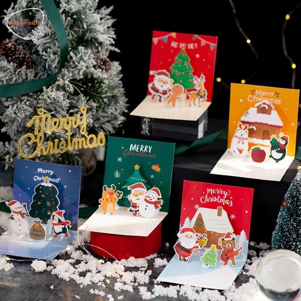 Mxbeauty Kartu Ucapan Dengan Amplop Pop Up Kartun Hadiah Tahun Baru Sahabat Santa Claus Ulang Tahun Thank You Card