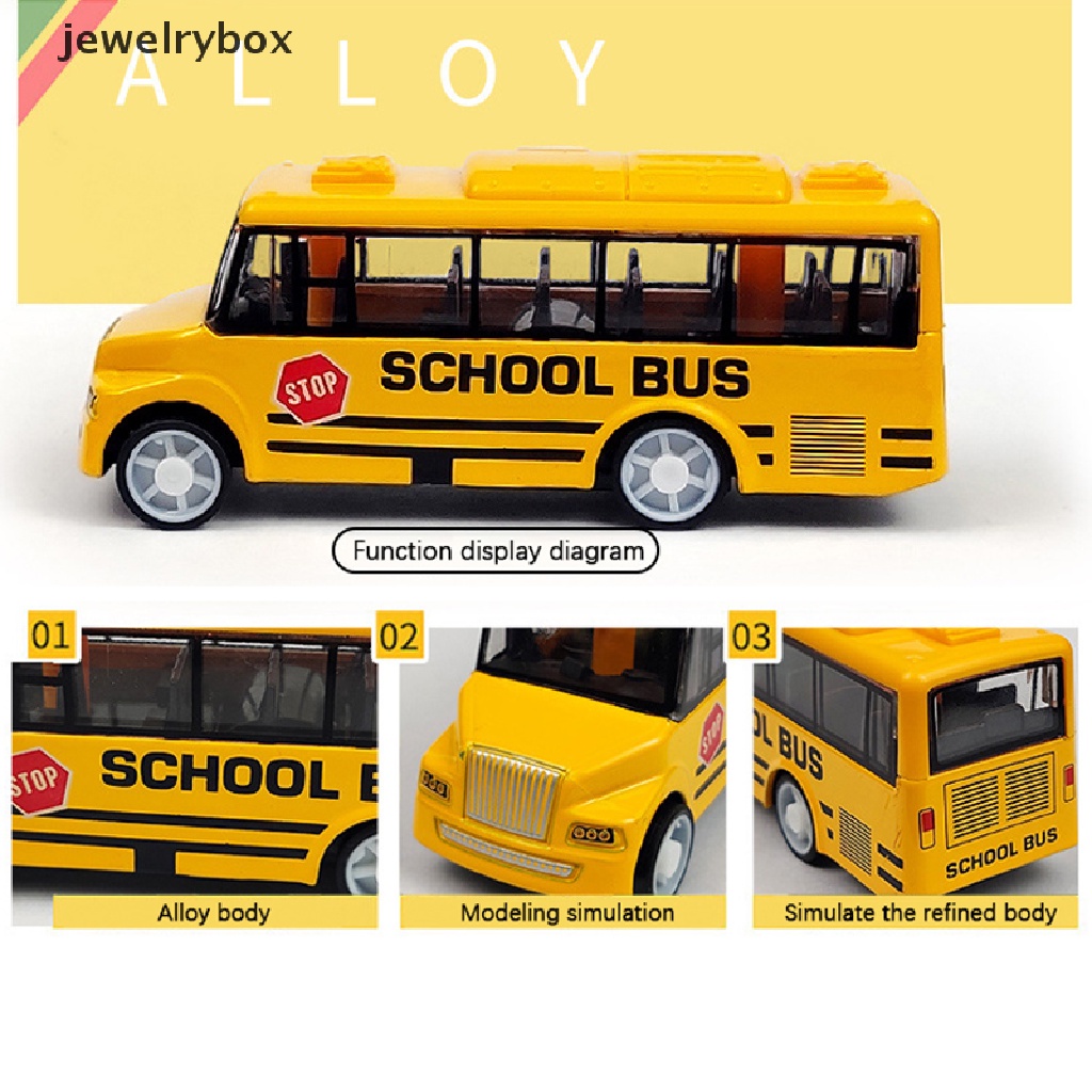 [jewelrybox] Mainan Bus Sekolah Mensimulasikan Tubuh Indah Bis Kuning Dengan Mekanisme Tarik Kembali Butik