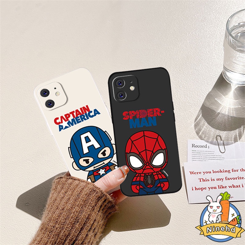 IPHONE Casing Kompatibel Untuk Iphone14 13 12 11 Pro Max X Xr Xs Max8 7 6 6s Plus SE 2020 Fashion Kartun Spider Man Tepi Lurus Silikon Pelindung Lensa Shockproof Pelindung Phone Case